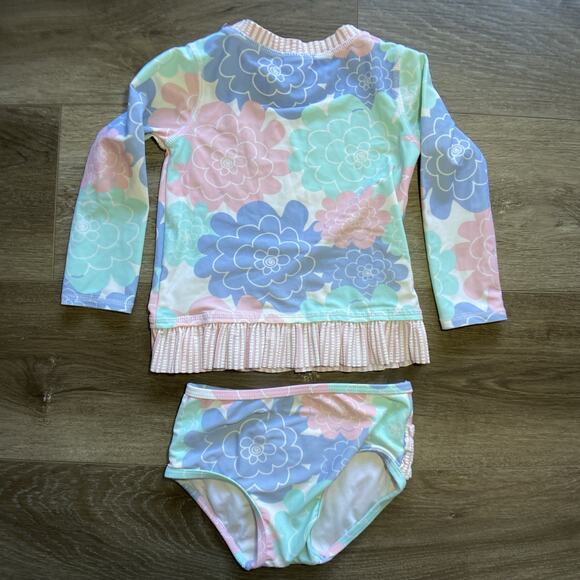 Ruffle Butts Rash Guard 2 piece Swim Suit & Gap Long Sleeve 1 piece Suit Sz 2T - Picture 3 of 9